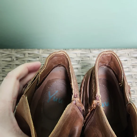 Yuu Chestnut Ankle Booties with Buckle Detail - Picture 2 of 6